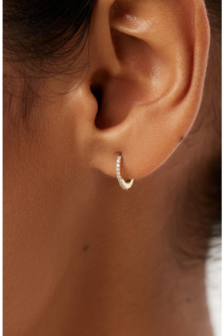 Diamond Huggie Earrings - Gold Diamond Huggie Hoops, Alternate, color, Gold