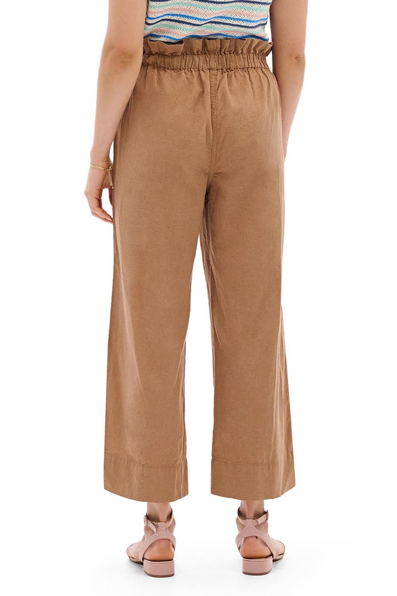 Tigers Eye Drawstring Linen Blend Wide Leg Pants, Alternate, color, BROWN