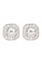 White Rhodium Plated Swarovski Crystal Halo Stud Earrings