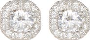 Adornia White Rhodium Plated Swarovski Crystal Halo Stud Earrings