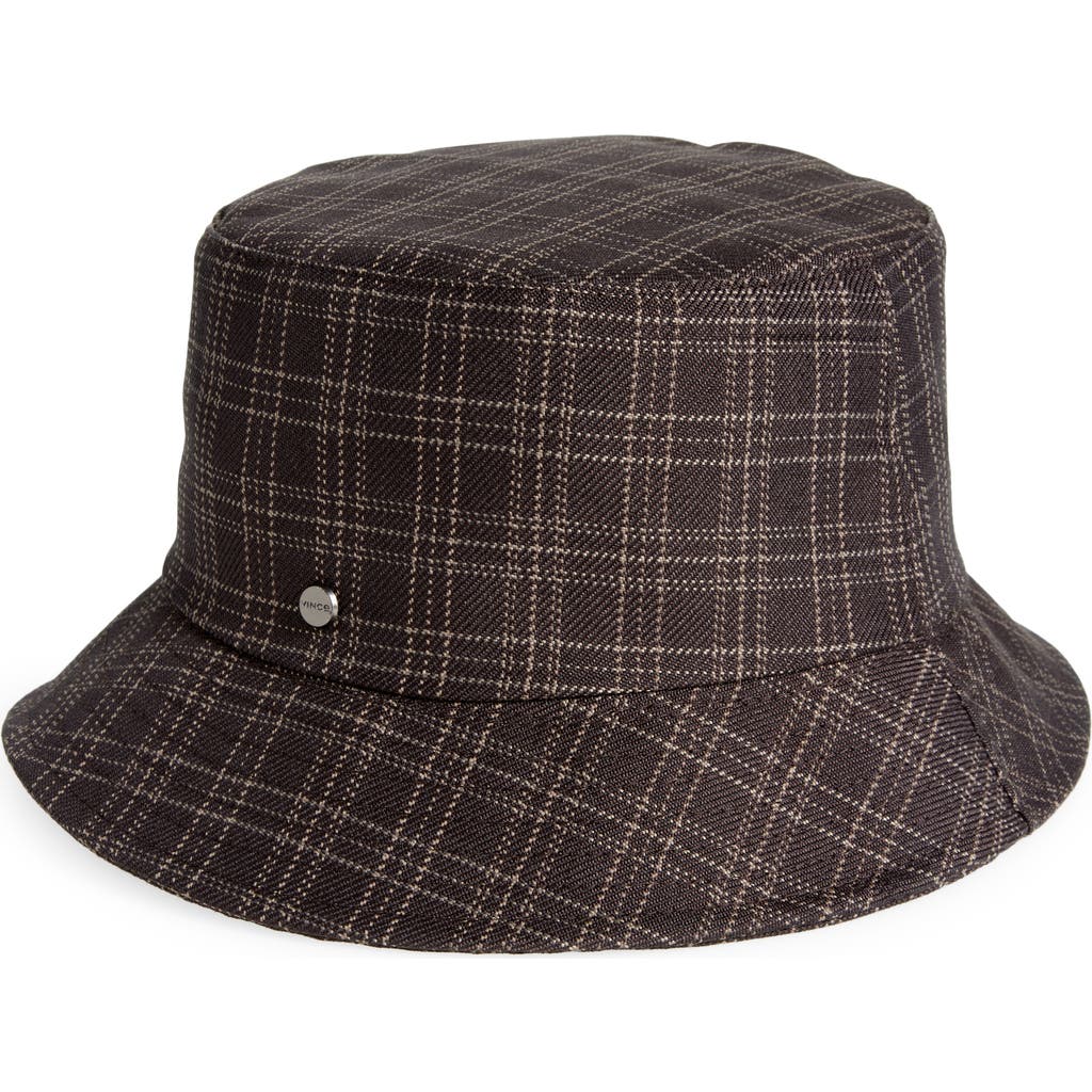 Vince Kirkby Plaid Wool Blend Bucket Hat In Brown