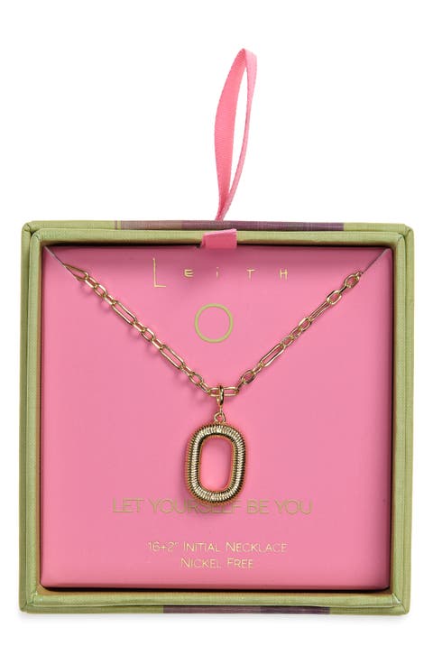 Initial Pendant Paper Clip Chain Necklace