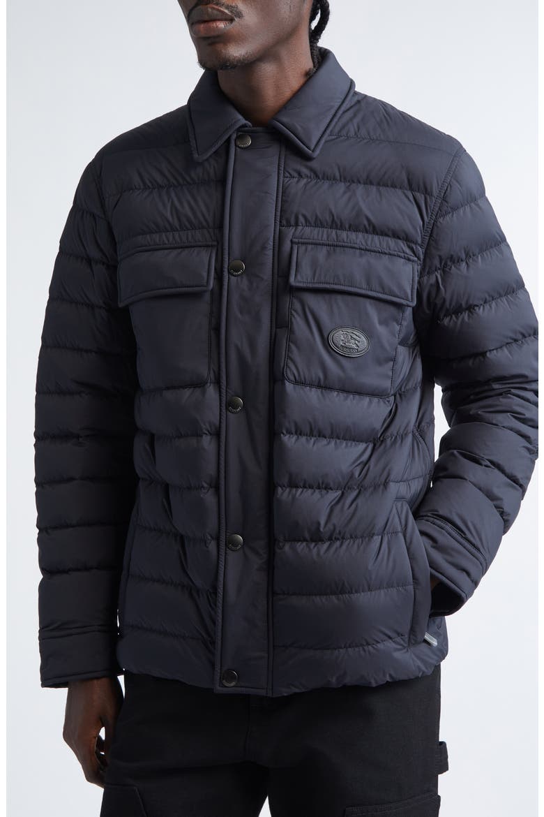 Shea Quilted Down Overshirt, Alternate, color, BLACK