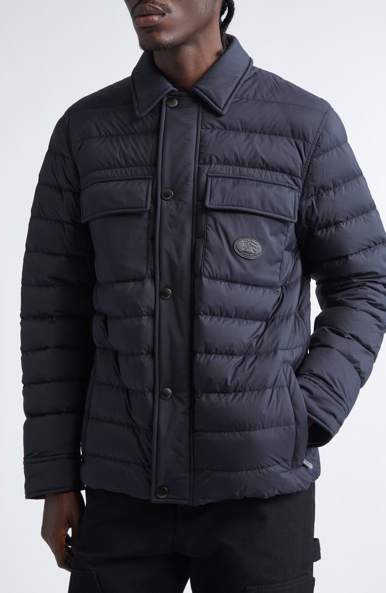 Burberry Shea Quilted Down Overshirt, Alternate, color, Black