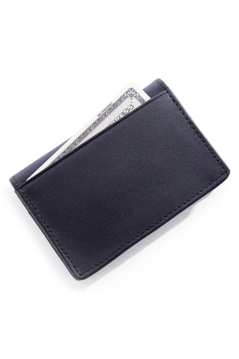 Personalized Leather Card Case, Alternate, color, BLACK- DEBOSS