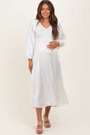 PinkBlush Satin Smocked Pleated Midi Dress