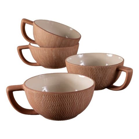 Crosshatch Latte Mugs - Set of 4