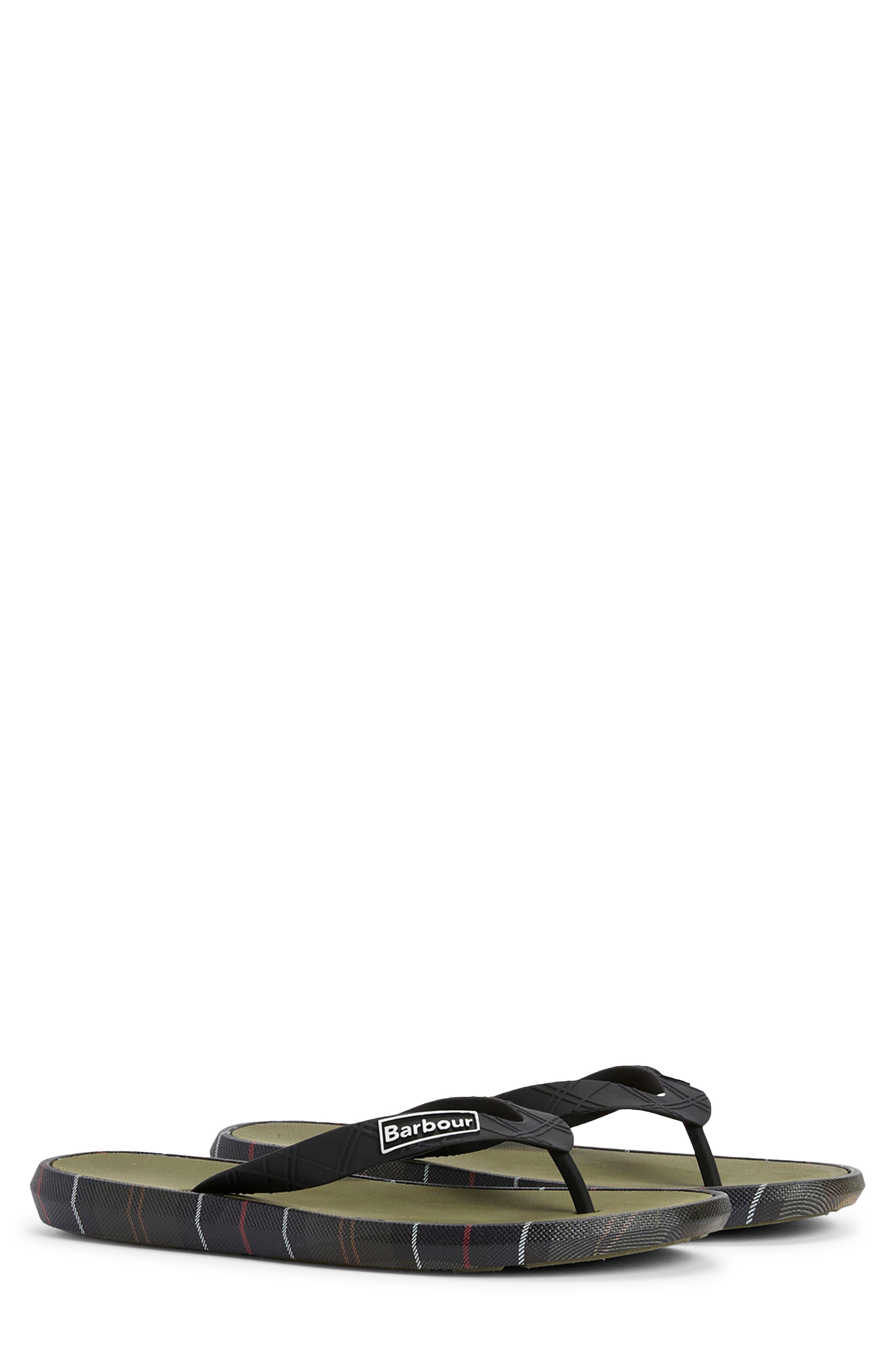 Barbour Oakdale Flip Flop, Alternate, color, Olive/ Classic Tartan