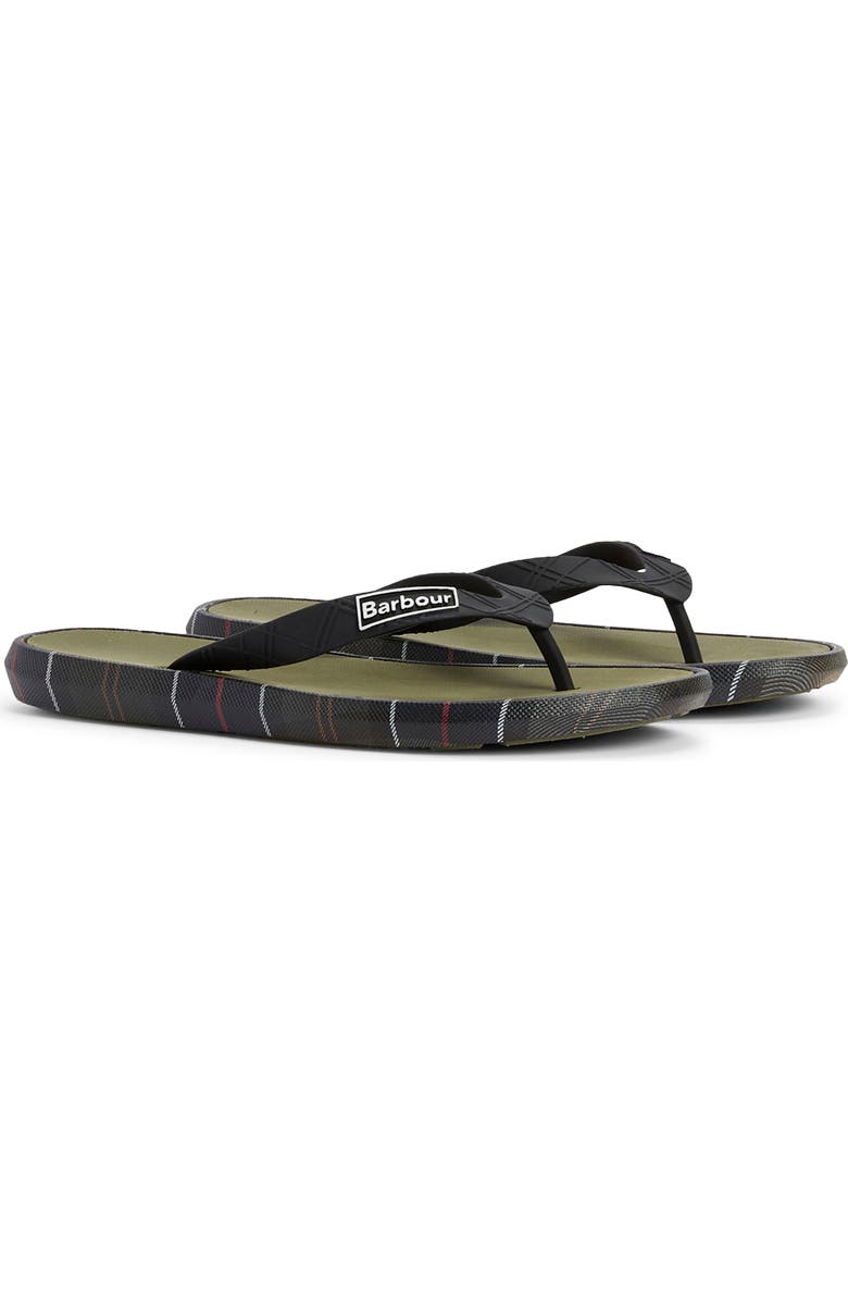 Barbour Oakdale Flip Flop, Alternate, color, Olive/ Classic Tartan