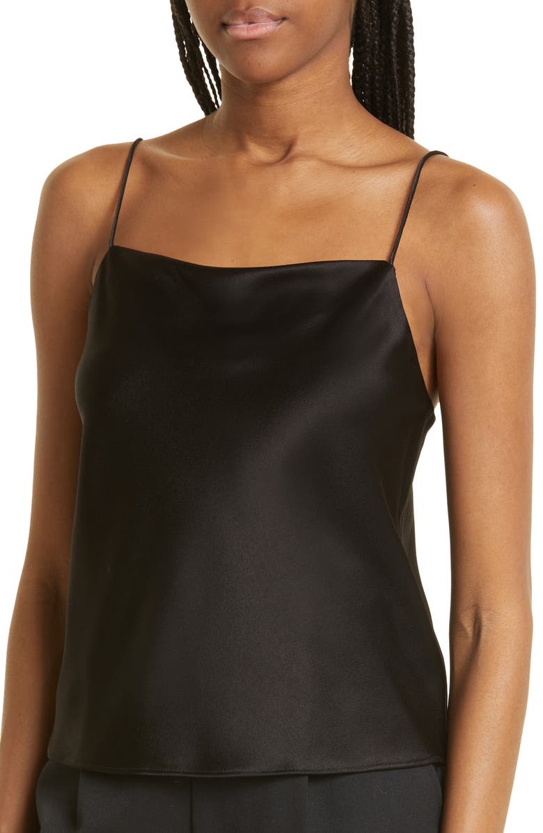Alice + Olivia Harmony Satin Camisole, Alternate, color, Black