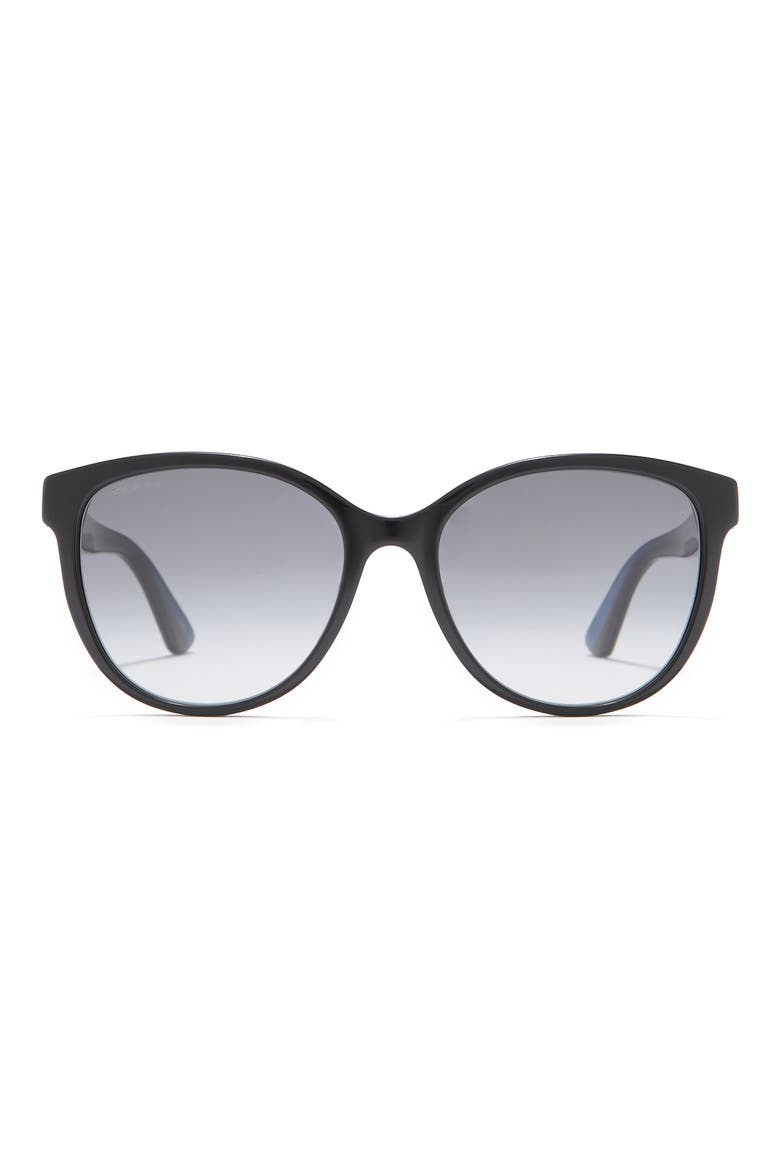 55mm Round Sunglasses, Main, color, BLACK