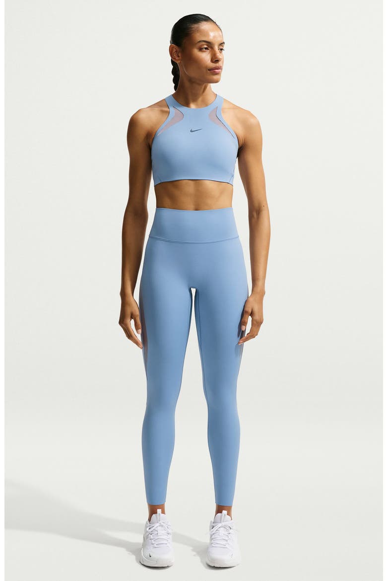 Universe High Neck Medium Impact Sports Bra, Alternate, color, 486 WORKBLUE/ SLATE