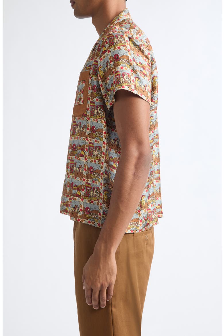 Cowboy Comic Silk Camp Shirt, Alternate, color, MULTI