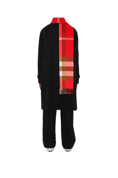 Burberry Check Cashmere Scarf In Bright Red