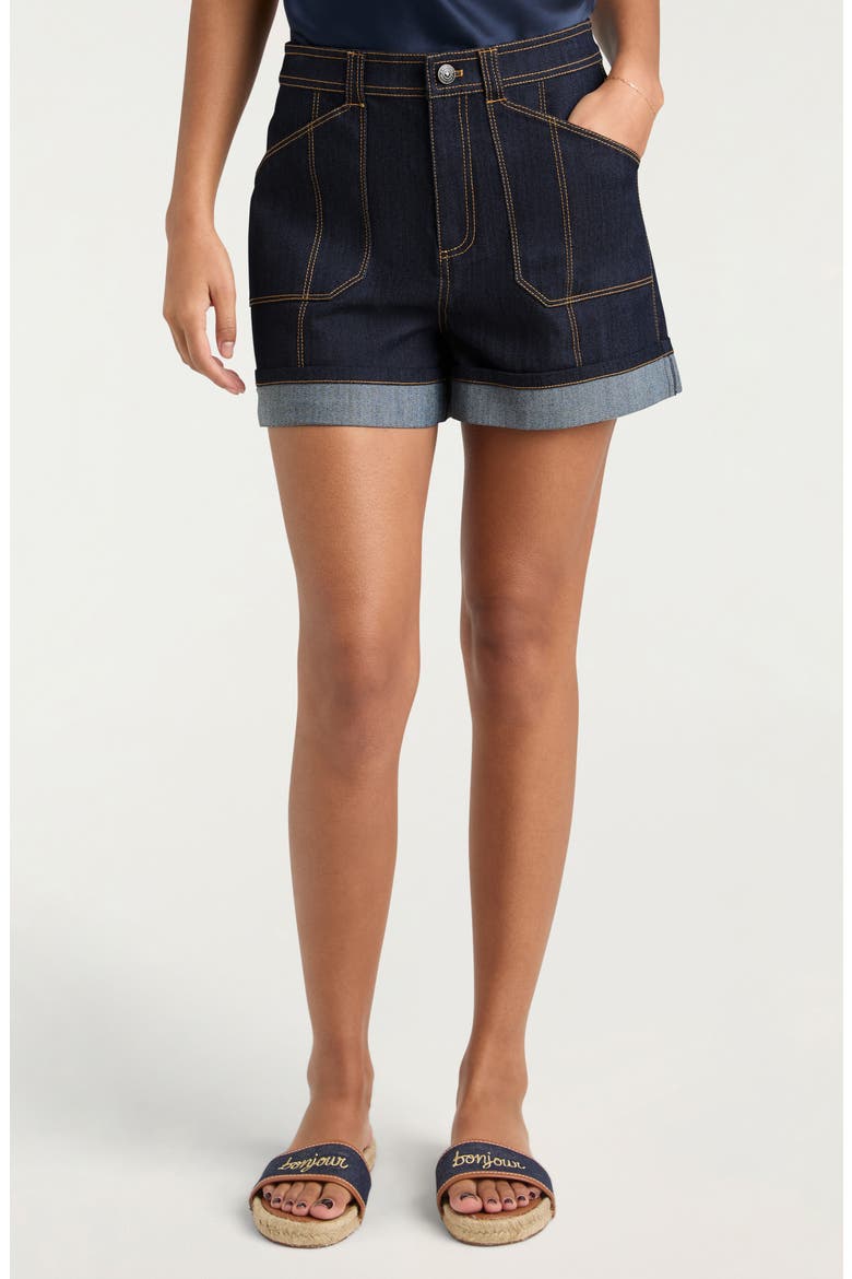 Benji Cuffed Denim Shorts, Main, color, INDIGO