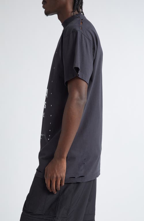 Balenciaga Eye Chart Distressed Oversize Cotton Logo Graphic T-shirt