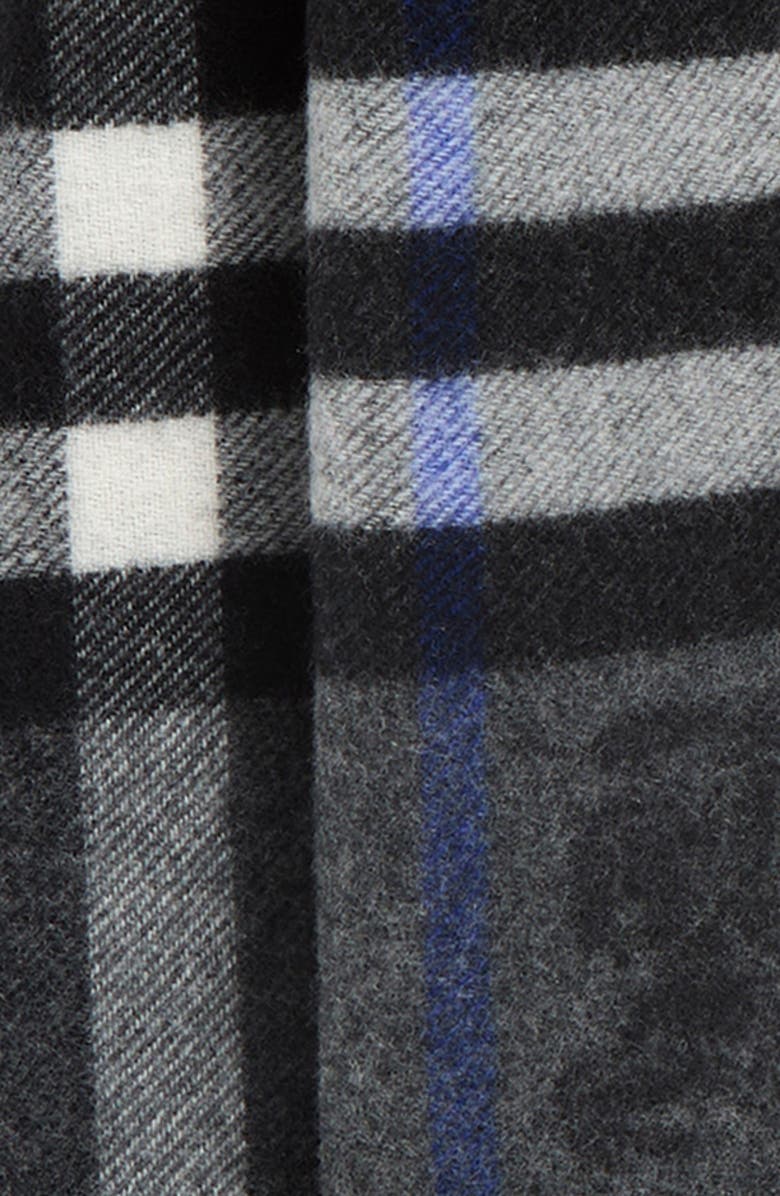 Burberry EKD Check Reversible Double Face Cashmere Fringe Scarf, Alternate, color, Marlborough/ Charcoal