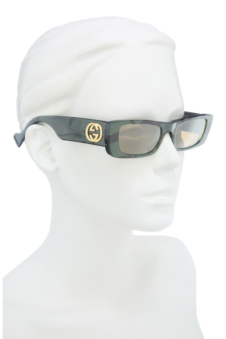52mm Square Sunglasses, Alternate, color, GREEN GREEN BRONZE
