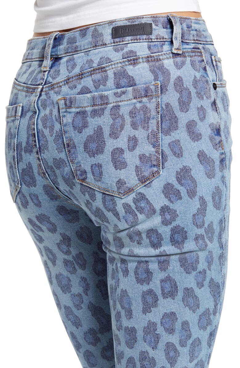 BLANKNYC The Bond Leopard Print Ankle Skinny Jeans, Alternate, color, 