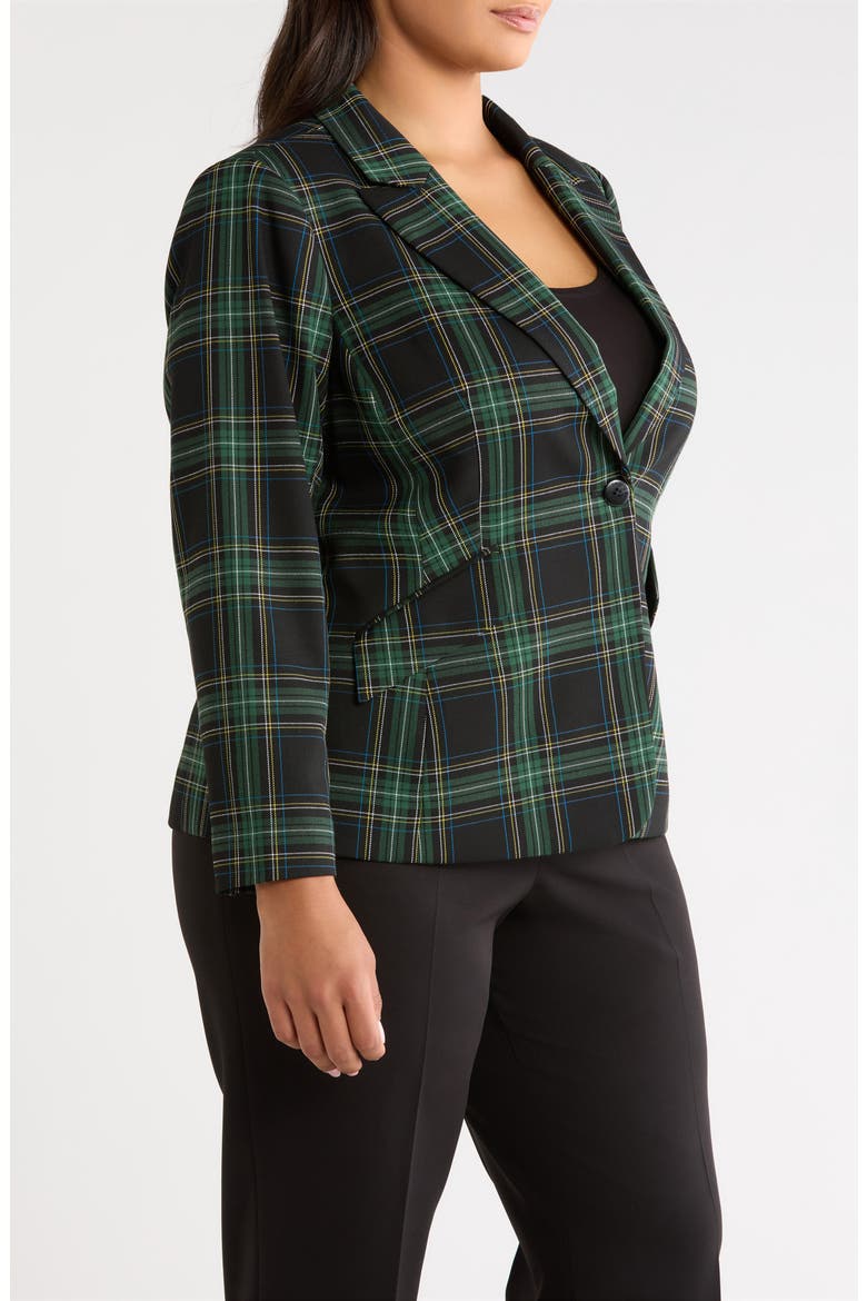 Plaid One-Button Blazer, Alternate, color, WINTER PINE BLACK