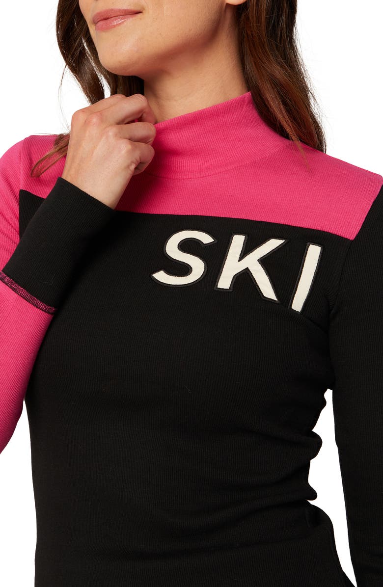 Alp N Rock Fallon Mock Neck Rib Top, Alternate, color, Black/ Pink