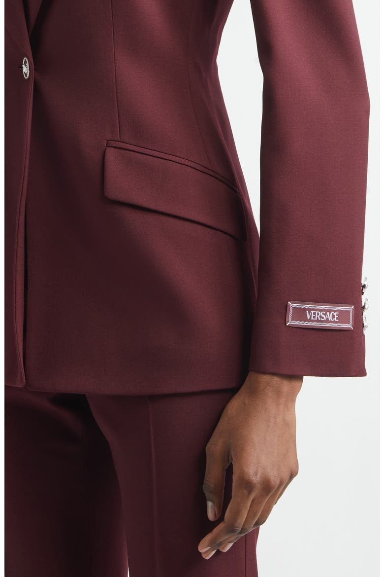 Single Breasted Stretch Virgin Wool Gabardine Blazer, Alternate, color, BURGUNDY