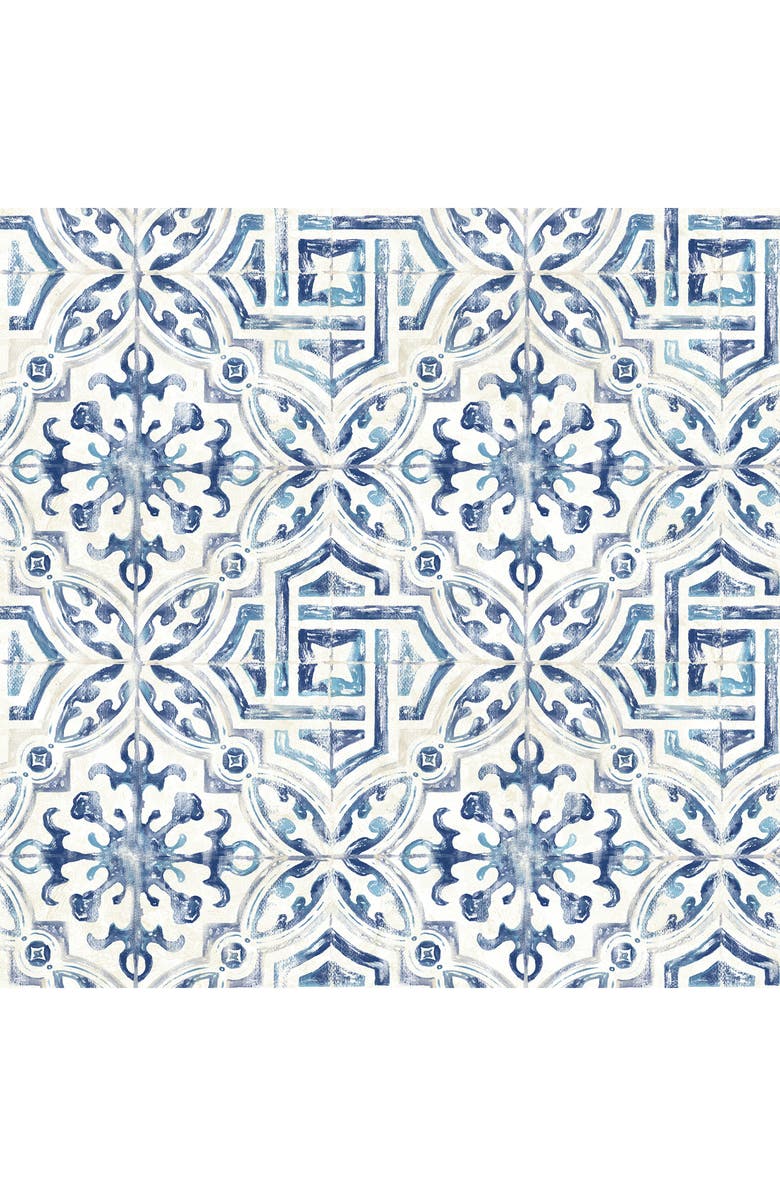 Wallpops Sonoma Spanish Tile Wallpaper, Main, color, Blue