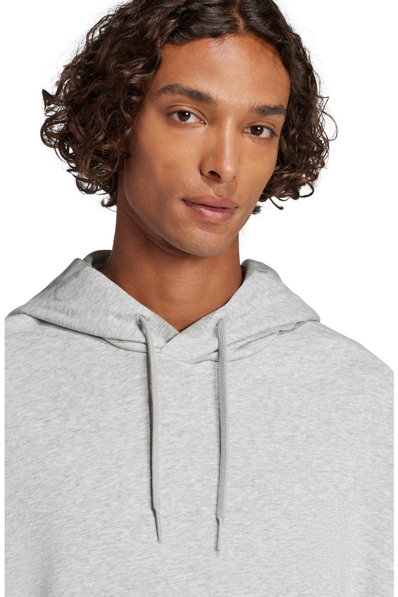 Essentials Loose 3-Bar Hoodie, Alternate, color, MEDIUM GREY HEATHER/ BLACK