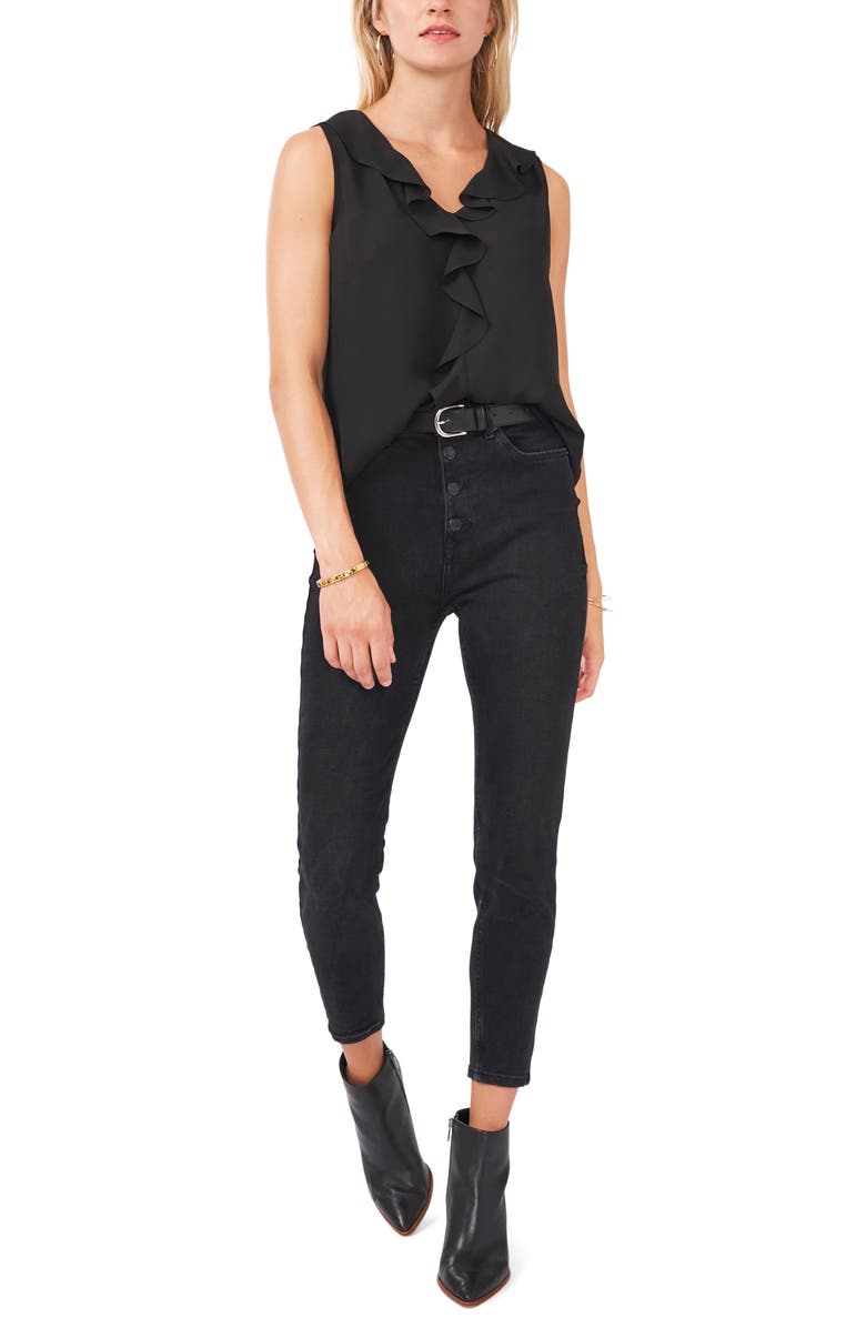 Vince Camuto Ruffle Neck Sleeveless Georgette Blouse, Alternate, color,