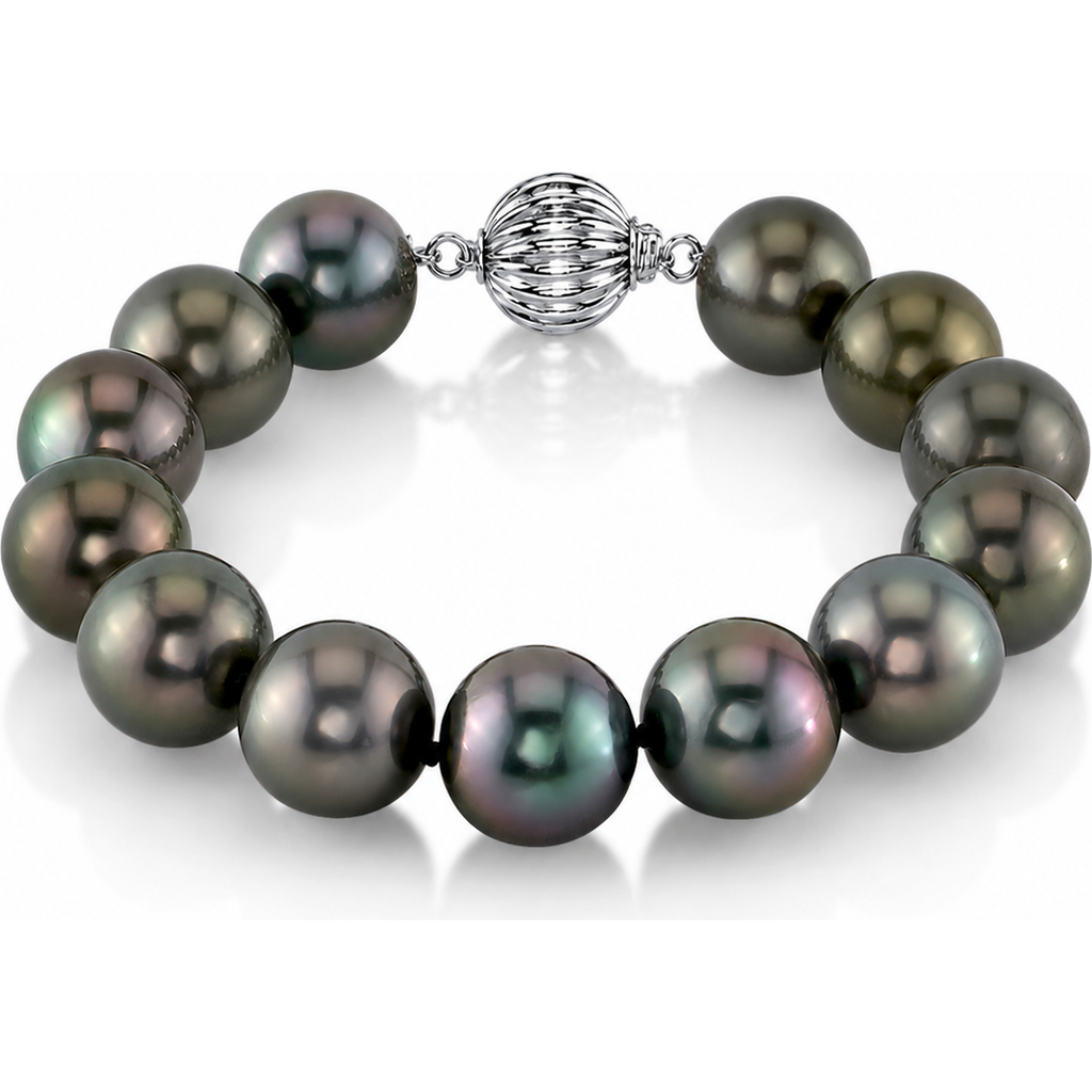 The Pearl Source 11-12mm Tahitian South Sea Pearl Bracelet In White Gold Clasp