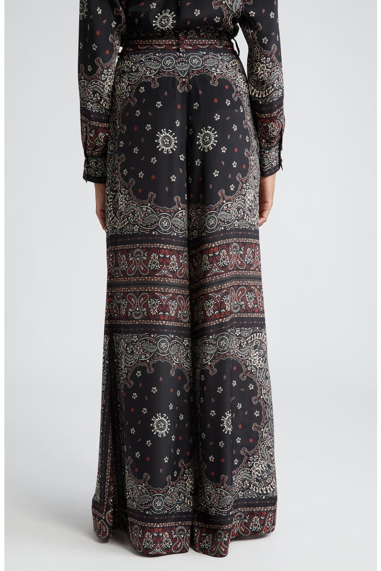 Bandana Print Pleated Wide Leg Pants, Alternate, color, BLACK BANDANA