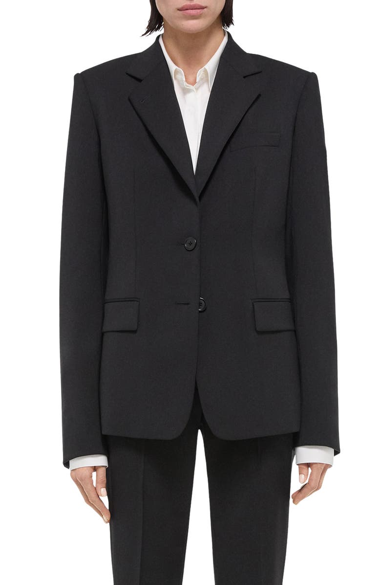 Helmut Lang Classic Virgin Wool Blazer, Main, color, Black