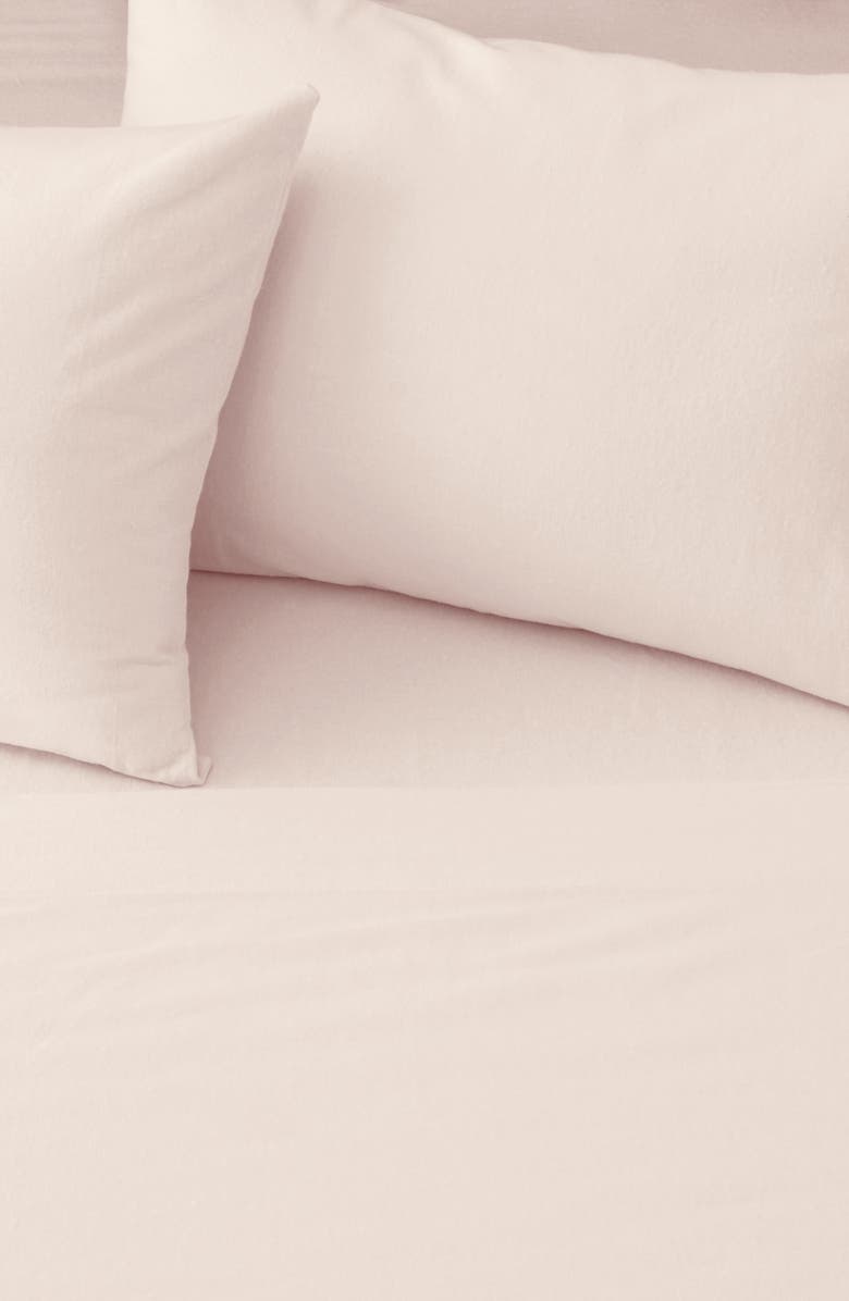 Woven & Weft Turkish Cotton Solid Flannel Sheet Set, Alternate, color, Blush Pink