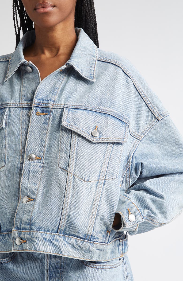 Alexander Wang Clip Denim Trucker Jacket, Alternate, color, Vintage Bleach Blue