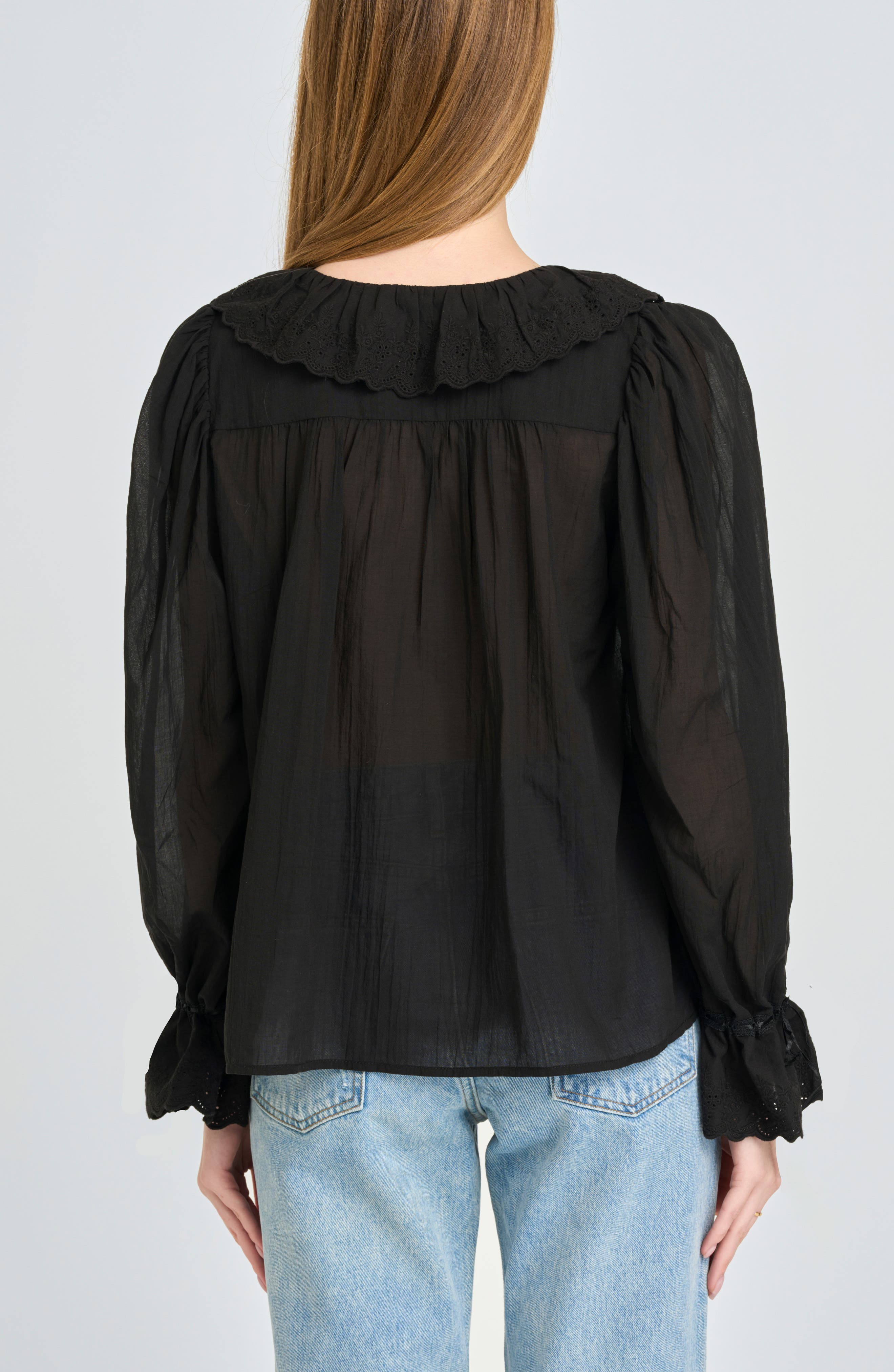 Helena Eyelet Ruffle Cotton Lawn Top - image 2