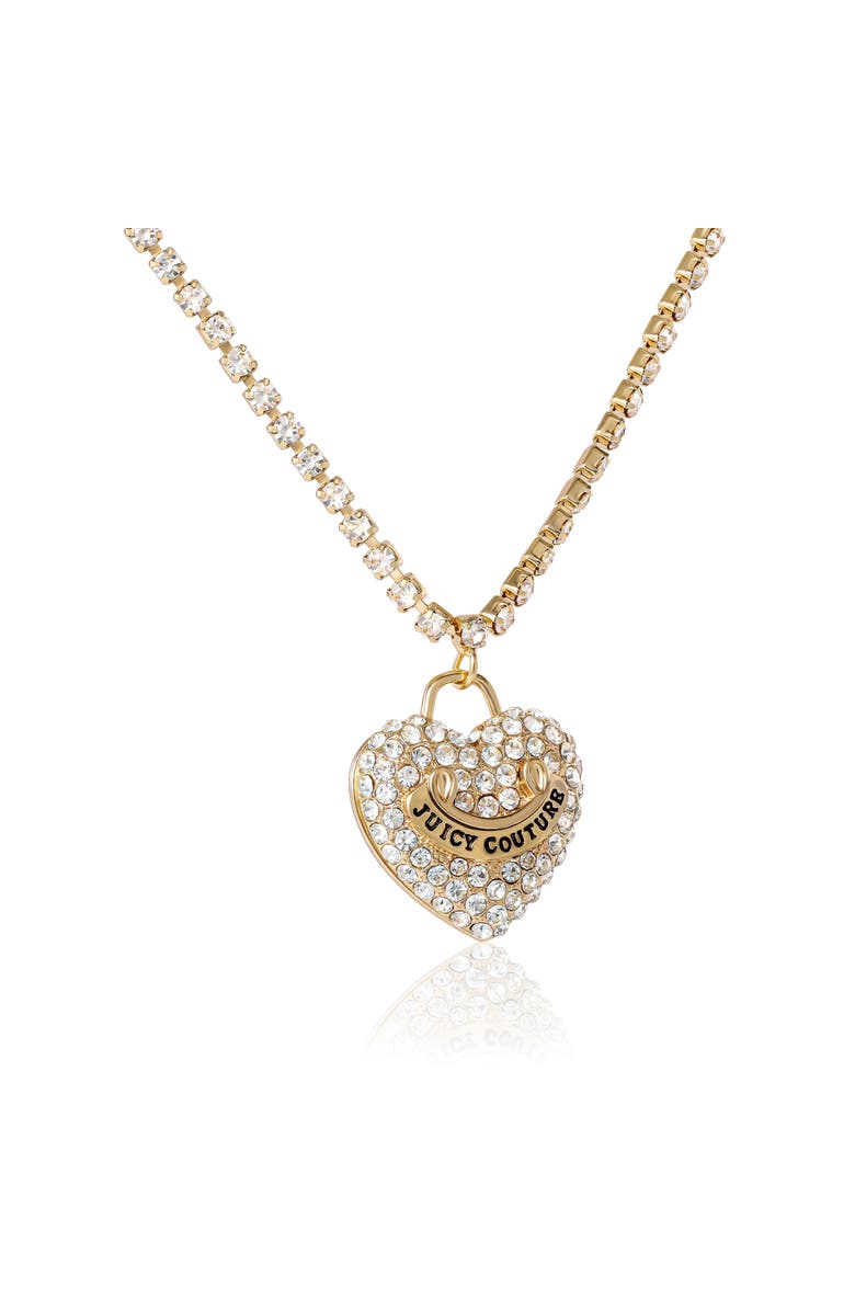 Juicy Couture Pavé Heart Cyrstal Chain Pendant Necklace, Alternate, color, 