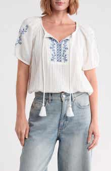 Embroidered Cotton Gauze Top