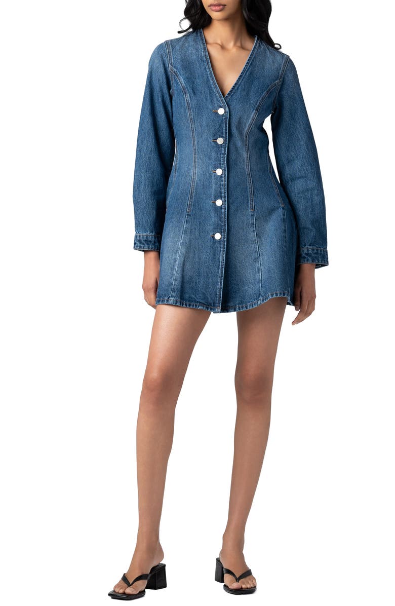 BLANKNYC Long Sleeve Denim Minidress, Main, color, Dazzle Me