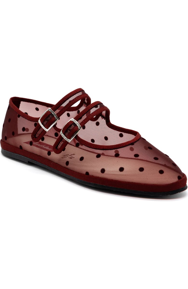 Gondolina Shoes Carnival Double Strap Mary Jane Flats, Alternate, color, Burgundy