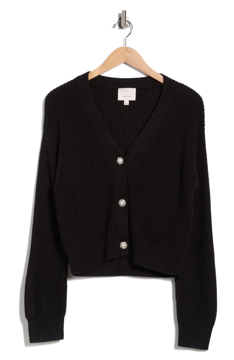 Cinq à Sept Palmer V-Neck Cardigan, Main, color, Black