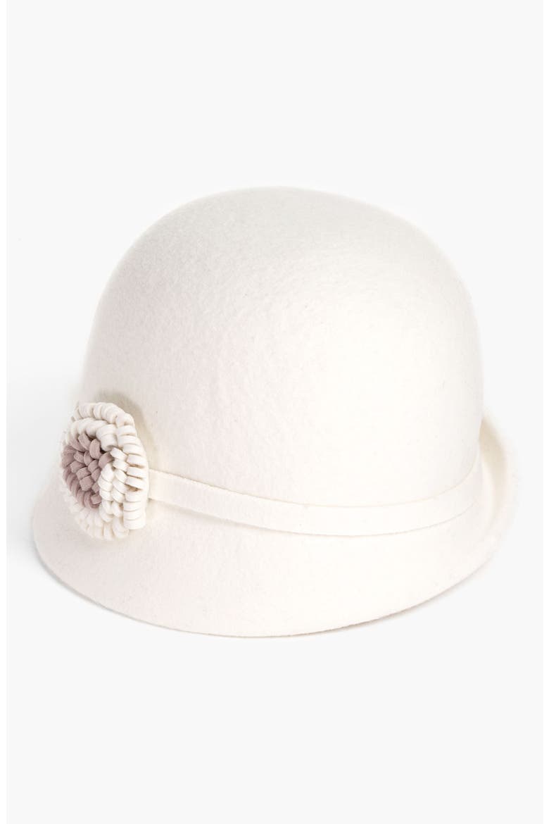 Felt Flower Cloche, Main, color, IVORY