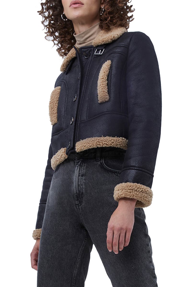 French Connection Belen Faux Shearling Crop Jacket, Alternate, color,