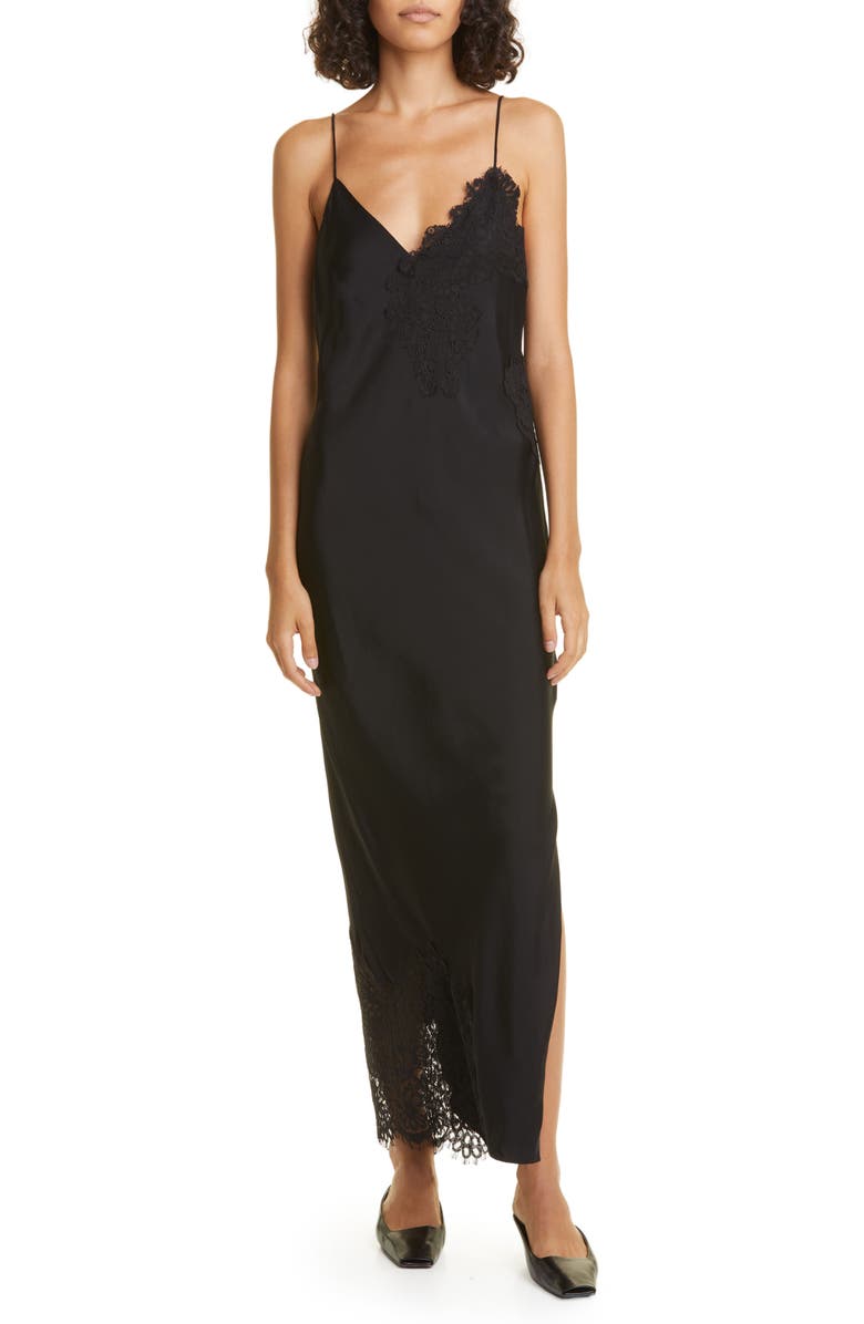 Róhe Lace Satin Slipdress, Main, color,