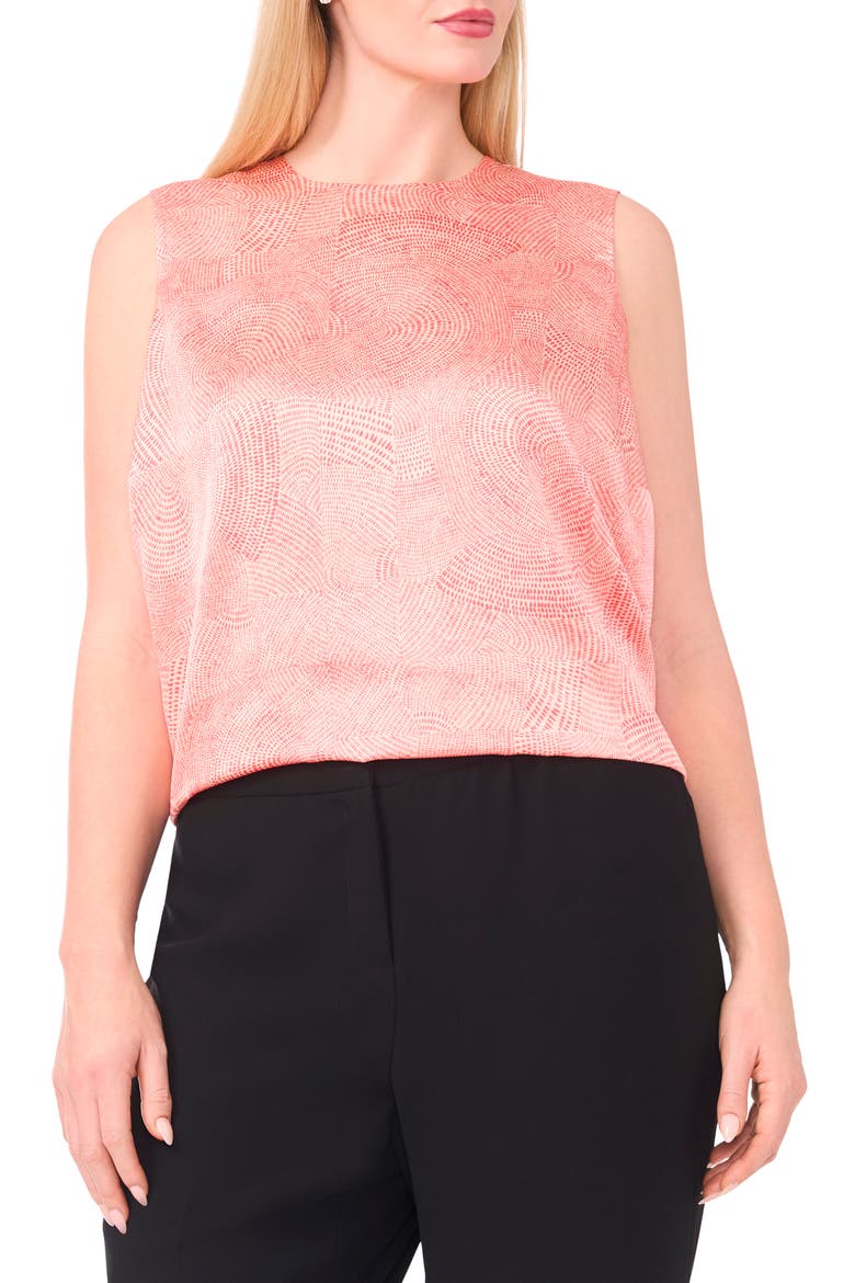 Abstract Print Shell Top, Main, color, GRENADINE