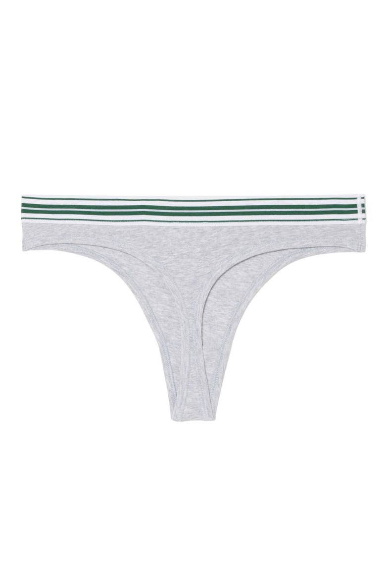 High Waist Stretch Cotton Jersey Thong, Alternate, color, SILVER CHINE