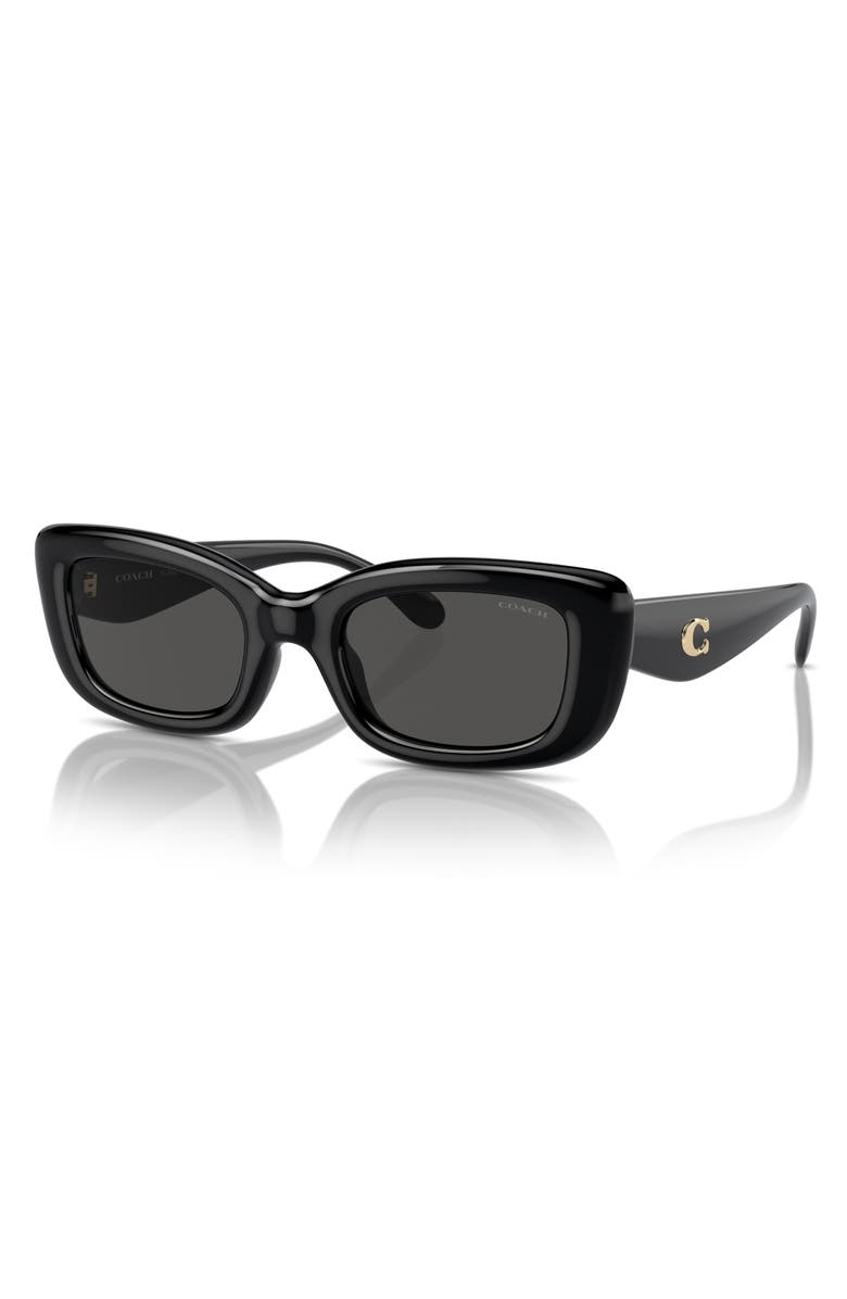 COACH 51mm Rectangular Sunglasses, Alternate, color, Black