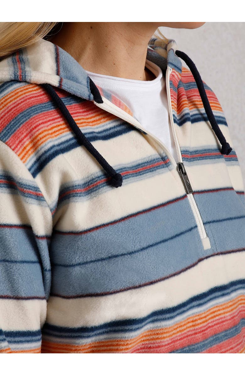Weird Fish Lana 1/4 Zip Stripe Microfleece Hoodie, Alternate, color, Ecru