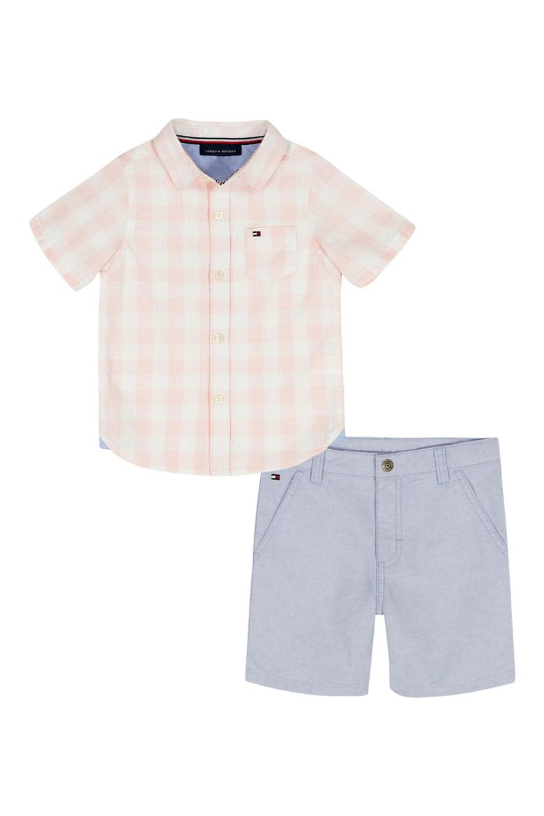 Short Sleeve Button-Up & Shorts Set, Main, color, BLUE
