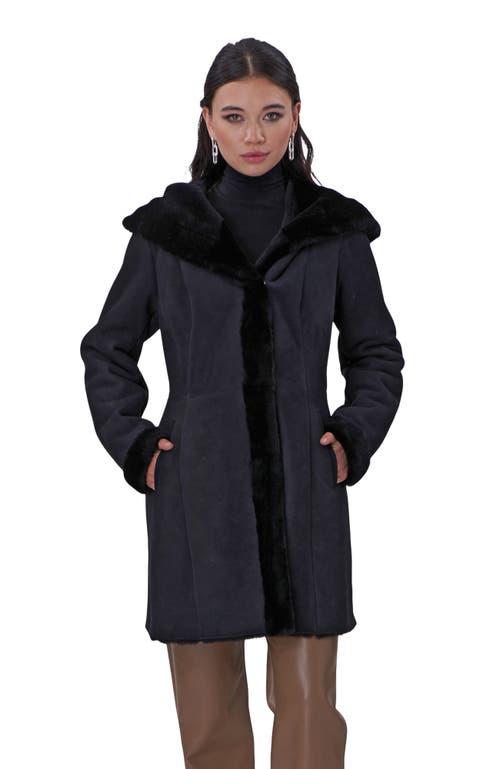 Gorski Shearling Lamb Hooded Stroller In Black