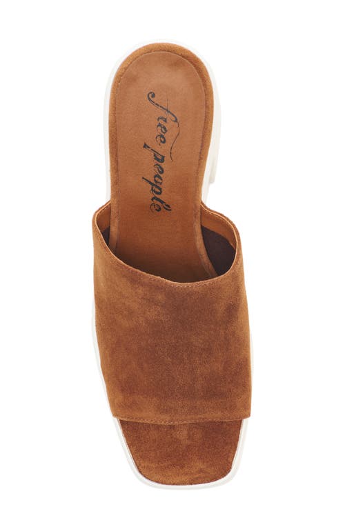 Free People Zoe Platform Slide Sandal In Tobacco Suede